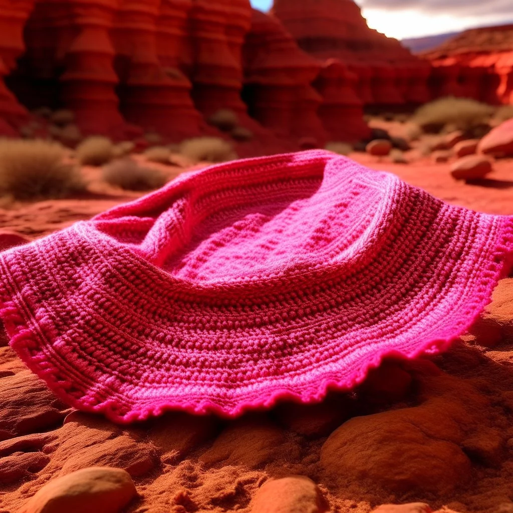 A pink kingdom in photo light designed in Navajo yarn