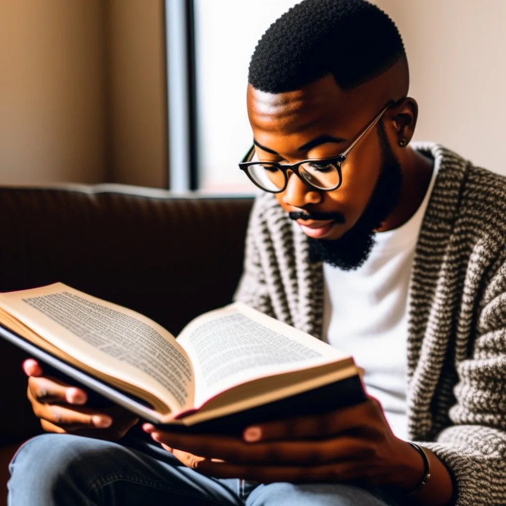 A person reading a remarkable book on self-development