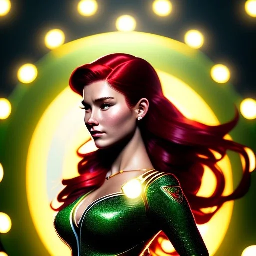 portrait of mary jane watson, red hair, green eyes, black tanktop, intricate, elegant, glowing lights, highly detailed, comic style, artstation, concept art, smooth, sharp focus, illustration, art by wlop, mars ravelo and greg rutkowski