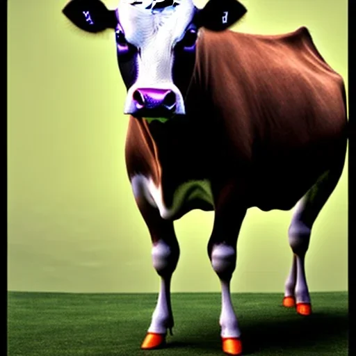 A cow wearing a pantsuit