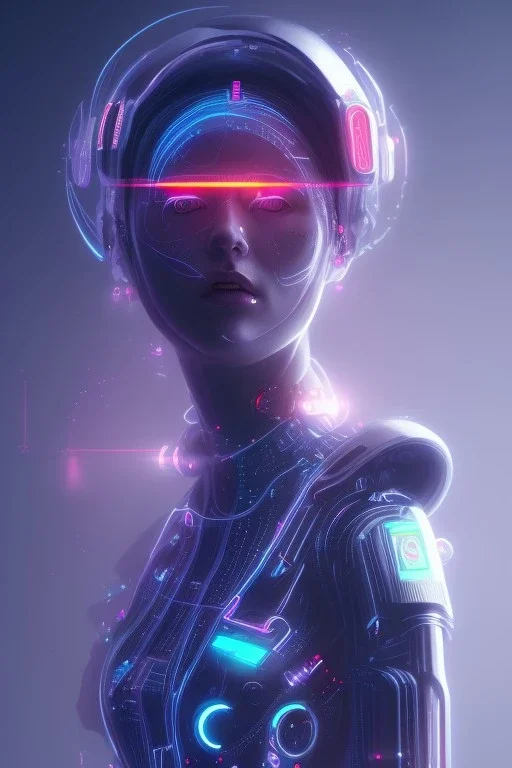 cyberpunk, head, women, portrai, tron, cyborg, robot