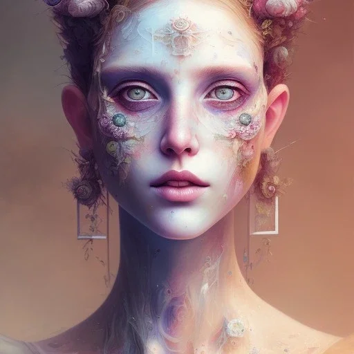 singer Danish MØ face, wildflower, facepaint, dnd character portrait, intricate, oil on canvas, intricate detail , soft smooth lighting, soft pastel colors, painted Renaissance style,watercolor illustration by <agnes cecile> <Yoji Shinkawa>,