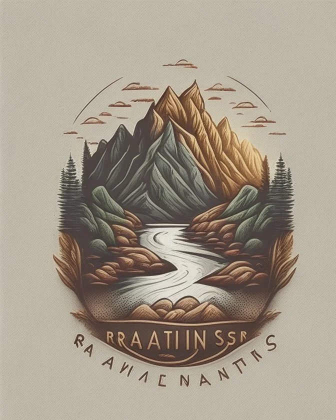 River and mountains logo design