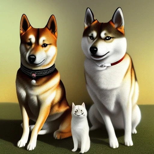 shiba standing next to white cat enlisted in the US army