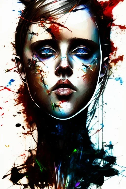 Danish singer MØ face, Abstract portrait by Yoji Shinkawa,