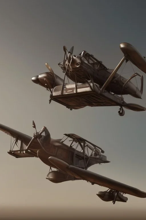 Plane, steampunk, hyper realistic