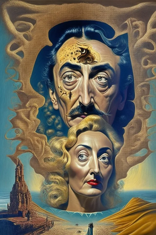 Artwork entitled "The Secret" depicts Salvador Dali's self-portrait living the woman he hated and developing compassion; surrealism; award-winning, intricate, insanely detailed, elegant