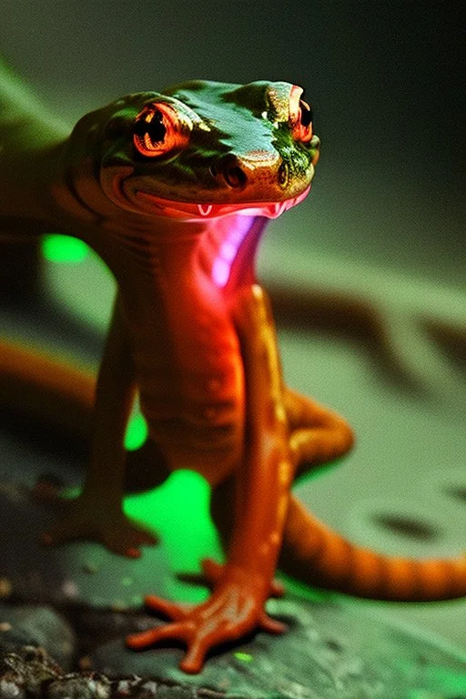 demon Salamander,8k photo, realistic,cinematic portrait, cyberpunk, glowing