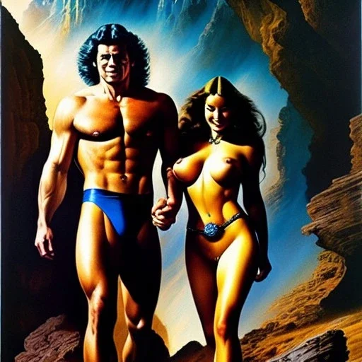 portrait oil on canvas,'And they were both naked, the man and his wife, and were not ashamed',comic book cover, mystical colors,insanely detailed,realistic,intrincate detail, 16k resolution, masterpiece,Simon Bisley,Frank Frazetta,Alex Horley,ARTHUR ADAMS