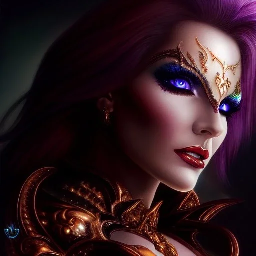 Ultra detailed fullbody Portrait in oil on canvas of Diablo character- busty beautiful female Demon Hunter with Armor,extremely detailed digital painting,intense stare, extremely detailed face, crystal clear eyes, mystical colors ,perfectly centered image, perfect composition, rim light, beautiful lighting,masterpiece ,8k, stunning scene, raytracing, anatomically correct, in the style of Steve Jung and robert e howard and Wizyakuza and Ohrai Noriyoshi and Simon Bisley and uncannyknack and kilory