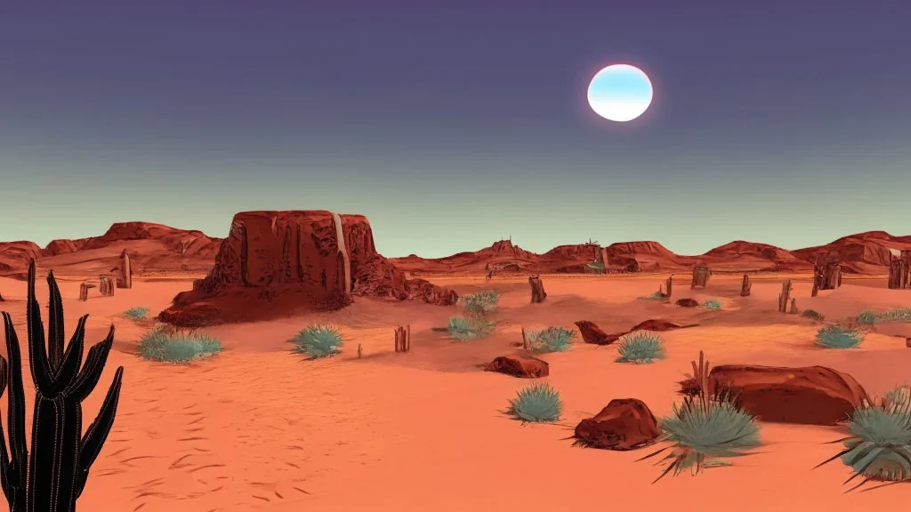 DESERT CITY FAR IN THE BACKGROUND COMIC STYLE