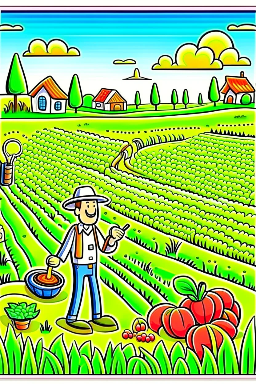 hand painted smart farming cartoon poster