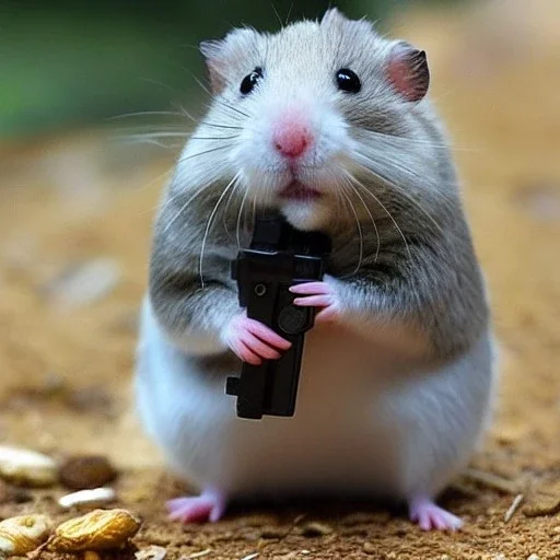 a hamster with a gun