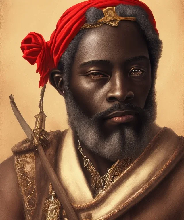 Negro Felipe, african slave, red bandana, short beard