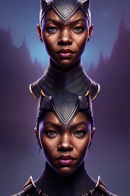 sango fantasy, fantasy magic, intricate, sharp focus, illustration, highly detailed, digital painting, concept art, matte, artgerm and paul lewin and kehinde wiley, masterpiece Asian lady black panther Papu New Guina pyramid black silver space lady space blood moon galaxy