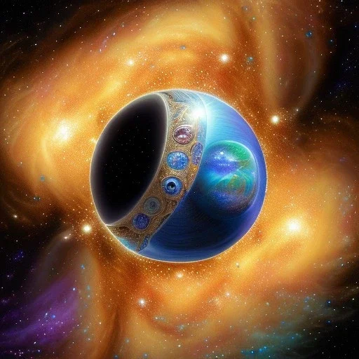 3d cosmos, galaxy Milky Way, jewel, precious stones, shiny, beautiful rich and destroyed planet, detailed yin and yang symbol, shiny, intricate, gorgeous, ultrafine detail, hyperrealism, trending on artstation, sharp focus, intricate details, highly detailed, by greg rutkowski, glowing, glitter, complementary colours