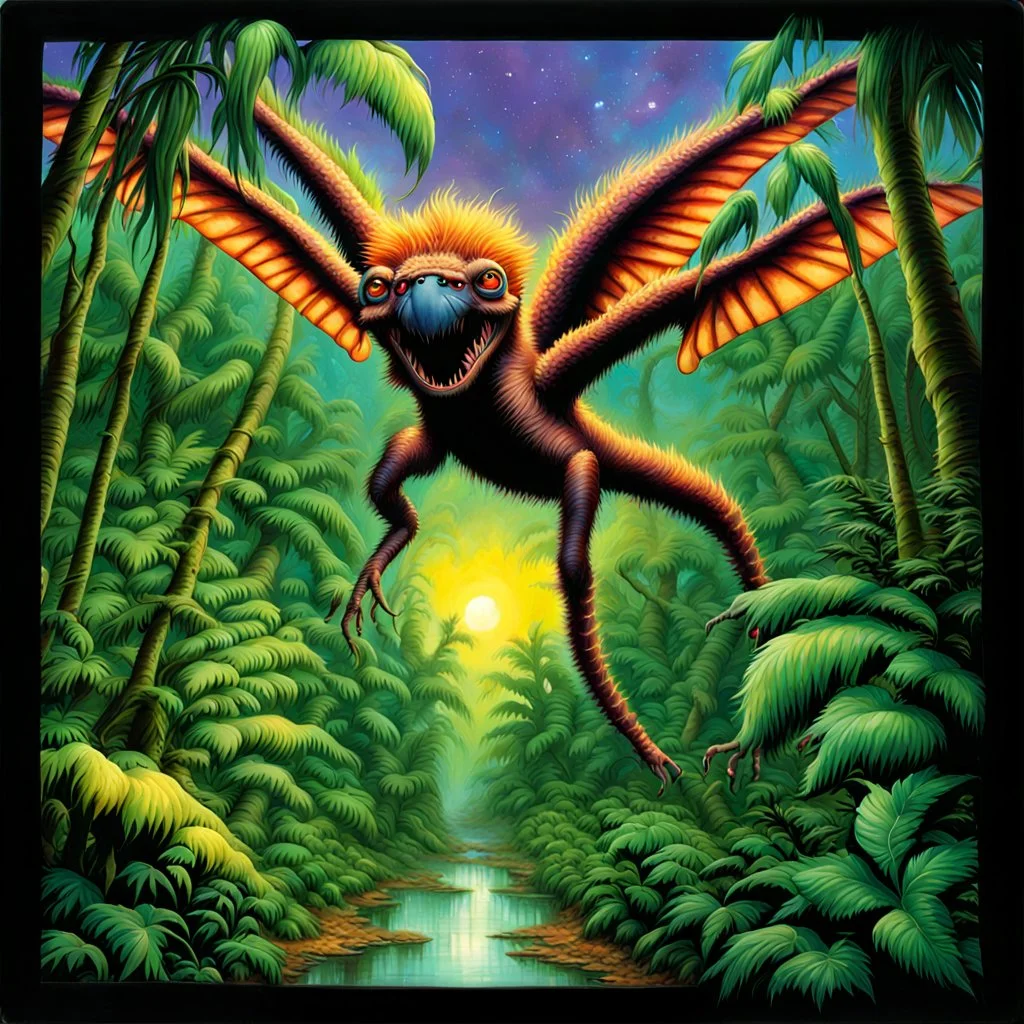 fantasy 90's tcg art of fantasy venus flytrap monster in jungle