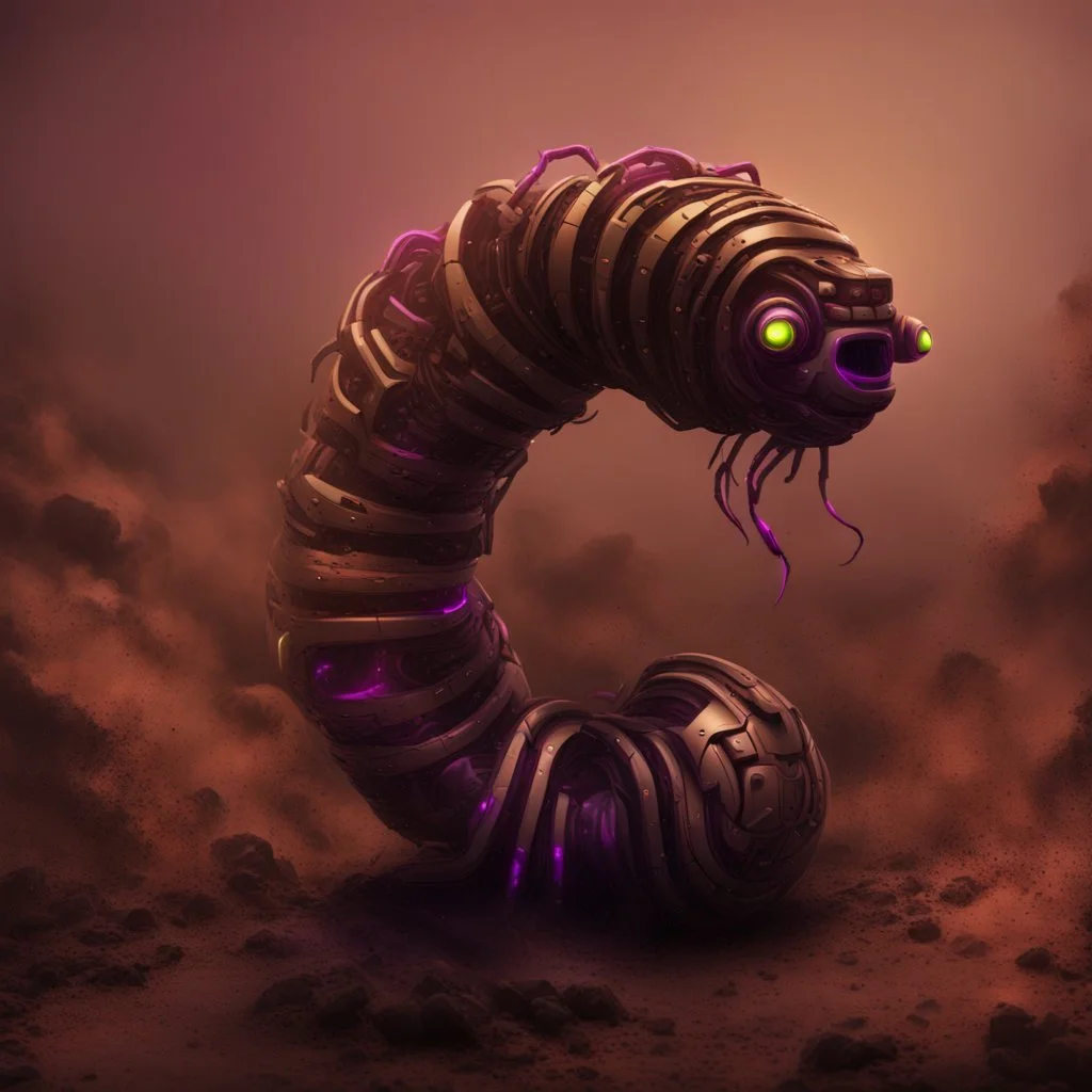 black and purple neon menacing looking geometric robotic worm