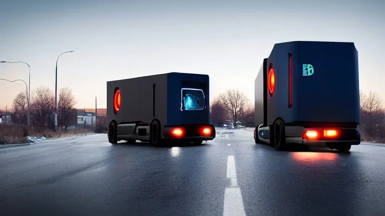 A police Tesla Cybertruck is chasing a Tesla 'Model S Plaid' at top speed, across the post-apocalyptic world of the 'Terminator' movies. CINEMATIC. WIDE ANGLE LENS. PHOTO REAL.