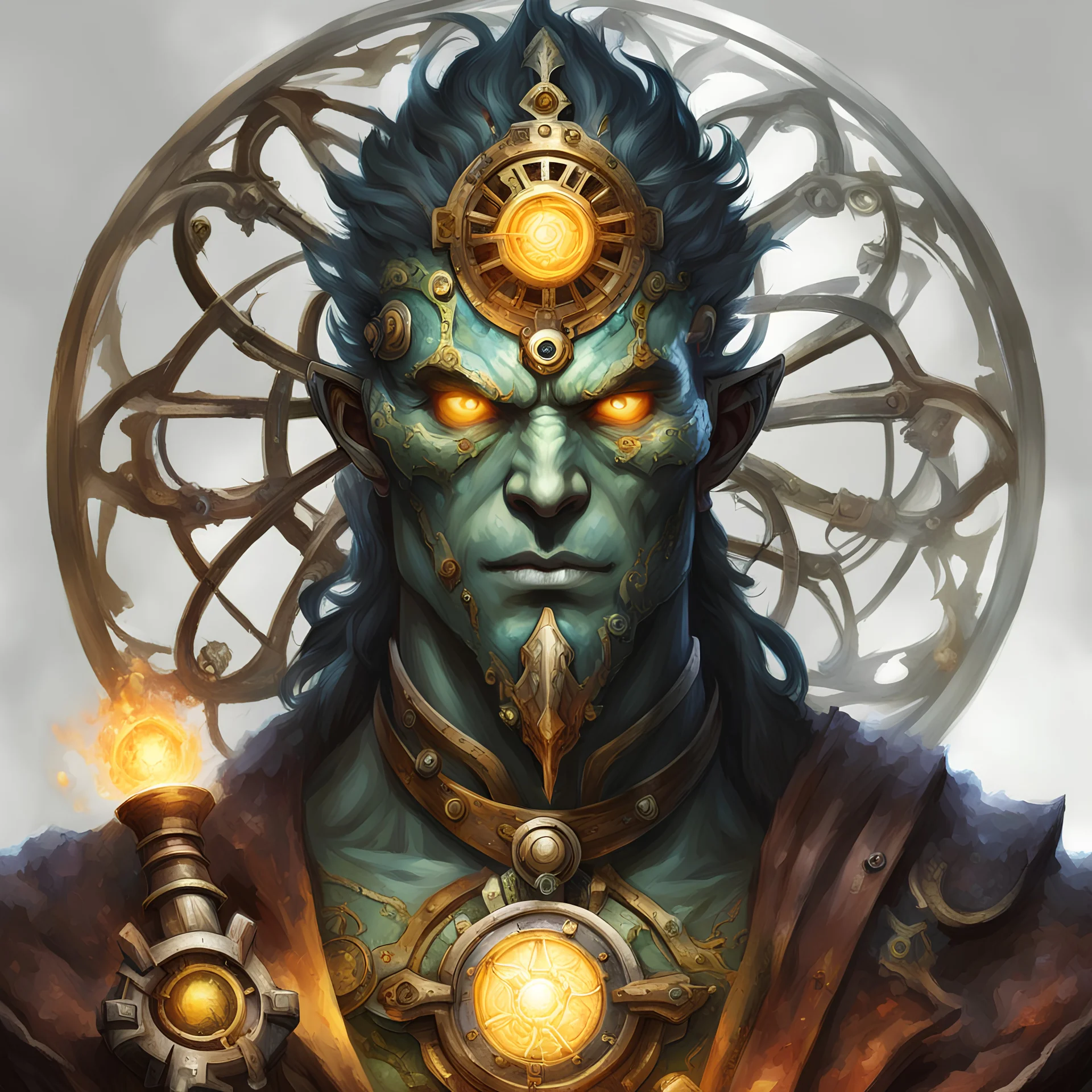 dnd, portrait of elemental of clockwork energy