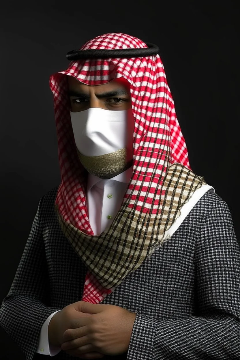 Lawyer Saudi Arabia Shemagh jackets originally form a square, and when worn, it is folded into a triangle shape so that it covers the head and shoulders and is fastened with the headband. The shemagh is embroidered with red or white thread