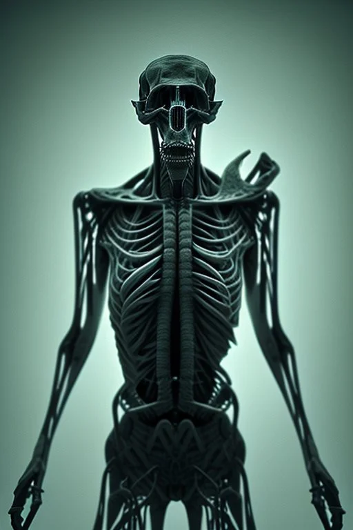 An emaciated figure prowls in a dark room