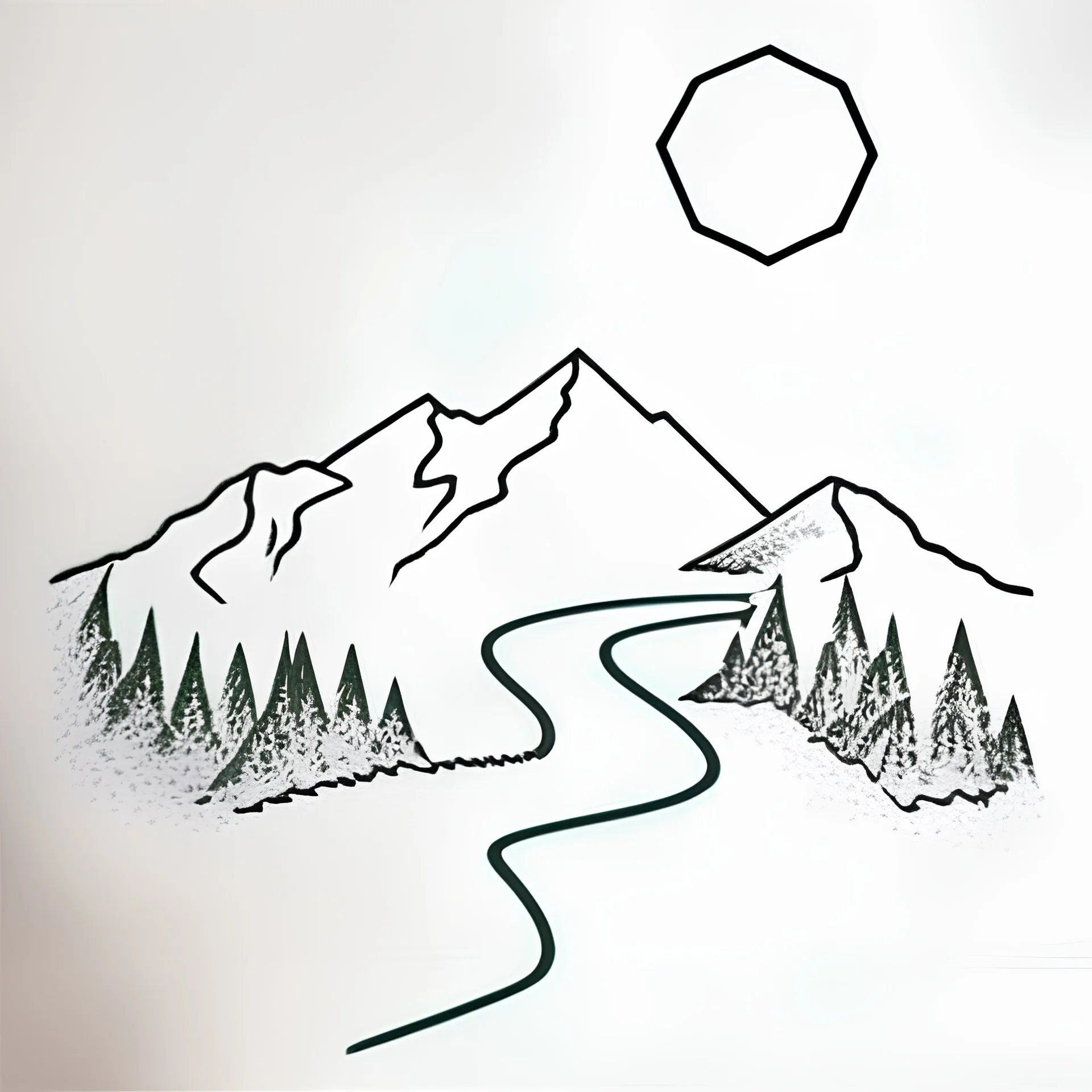 Mountain and river art