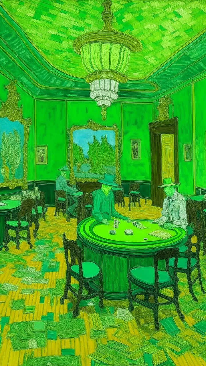 A light green toxic casino designed in Vincent van Gogh