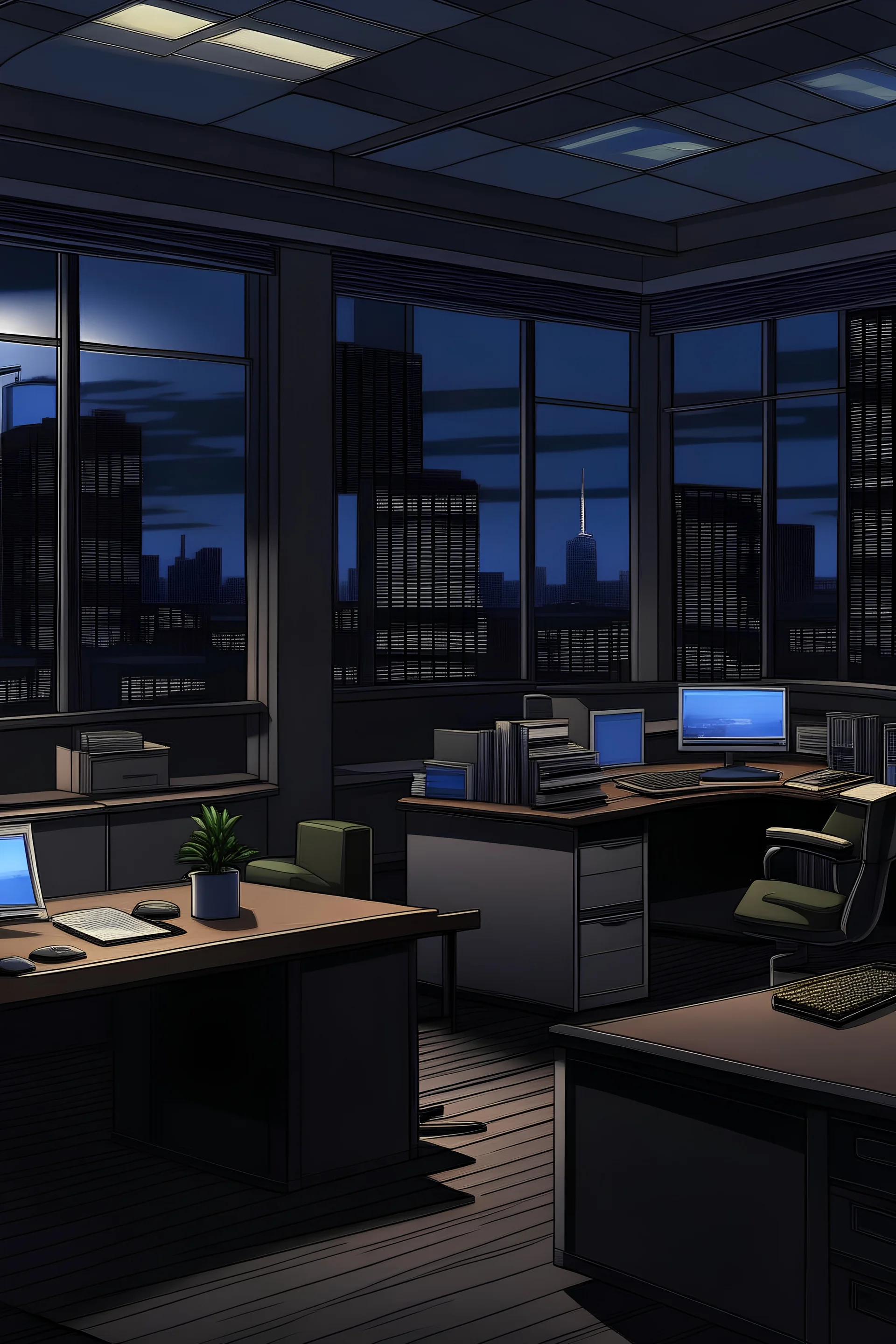 office scene night quality detailed