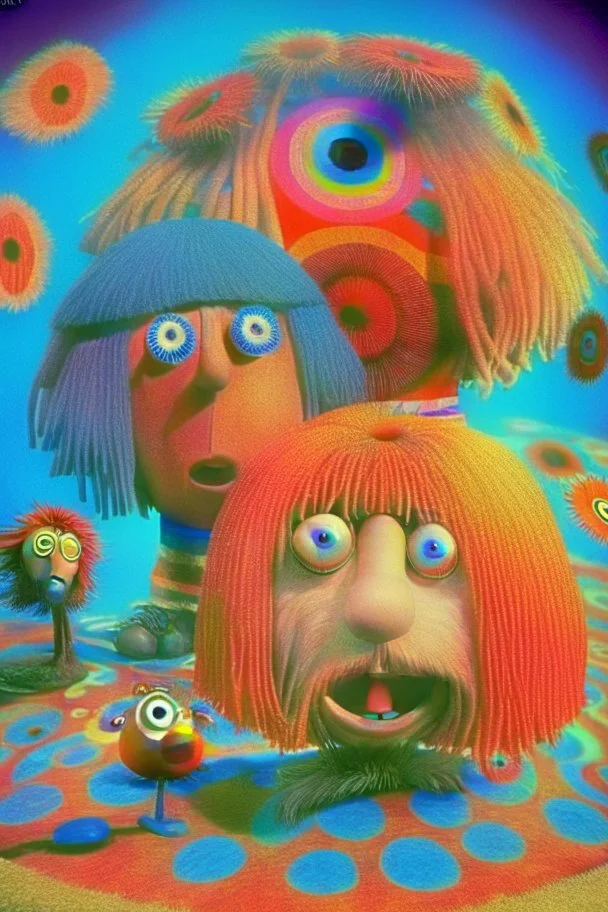 The characters from magic roundabout on acid