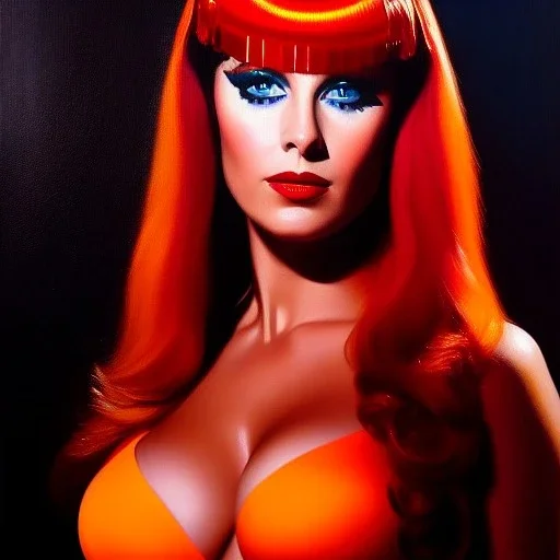 portrait of beautiful busty Leeloo painting by Brom , oil on canvas, cinematic composition, extreme detail,fit full head inside picture,8k