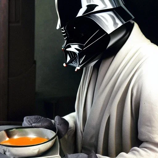Darth Vader eating dumplings