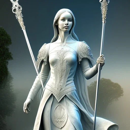 White Statue arwen, full body, Rome sculpture style, full body, fresco background, hyper realistic, 8k,