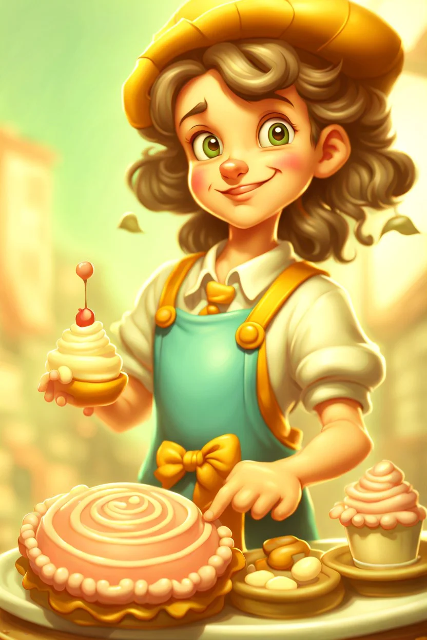a cartoon character thirty years old confectioner , an ultrafine detailed painting by senior character artist, featured on polycount, sots art, artstation hd, 2d game art, behance hd