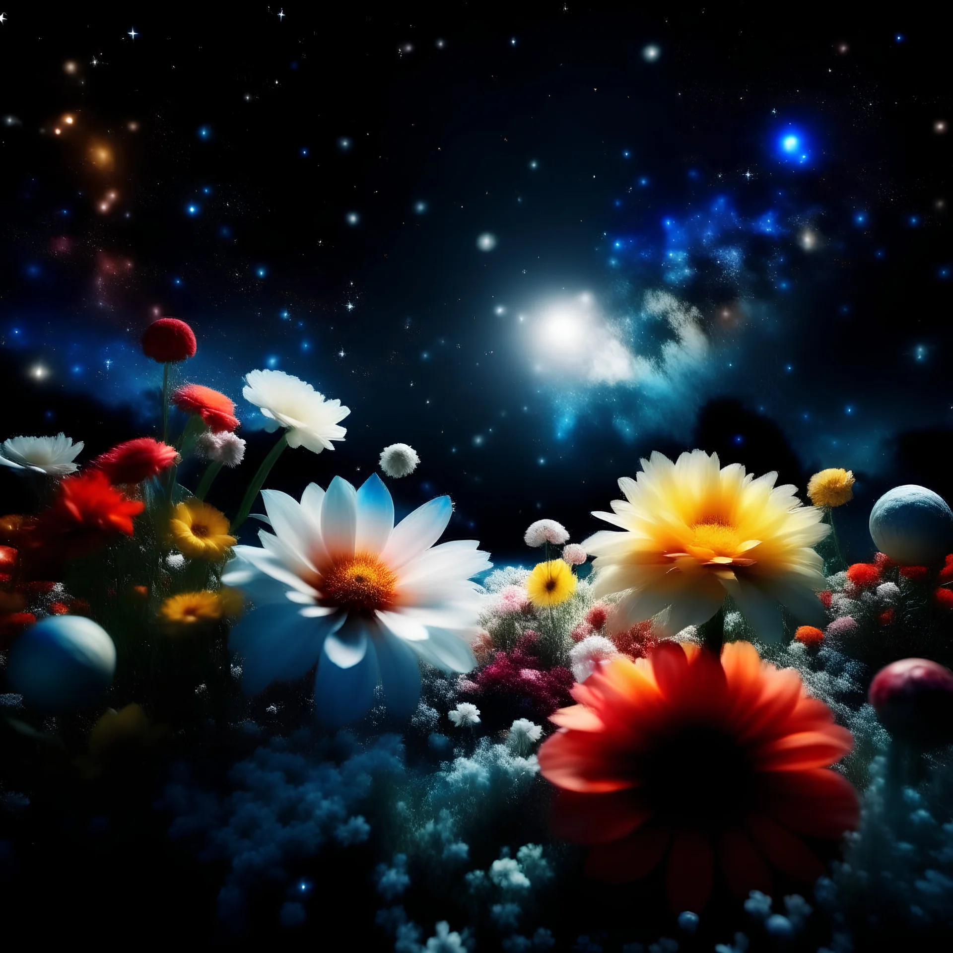 crear una imagen del espacio con flores