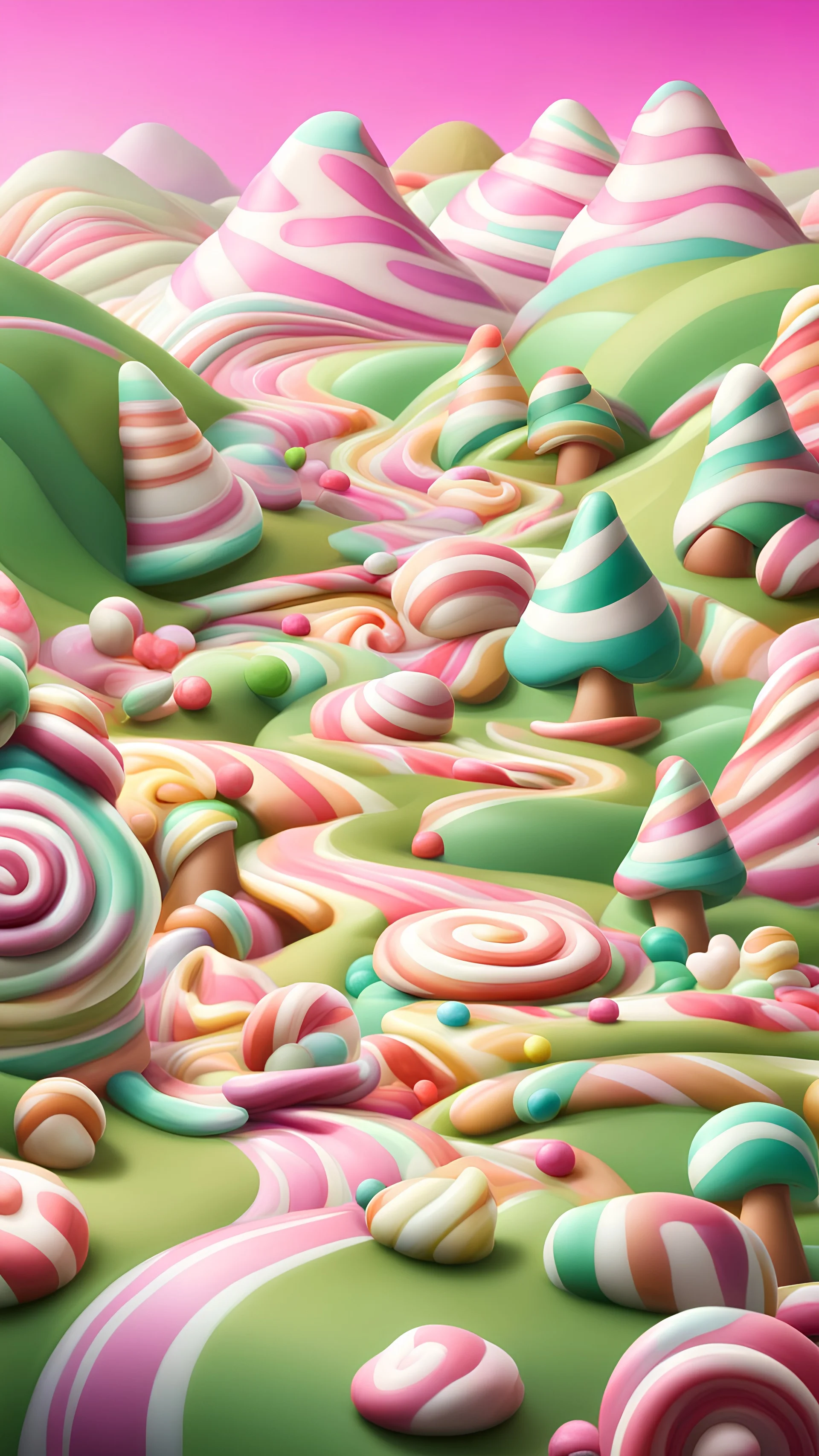 candyland, background, green hills