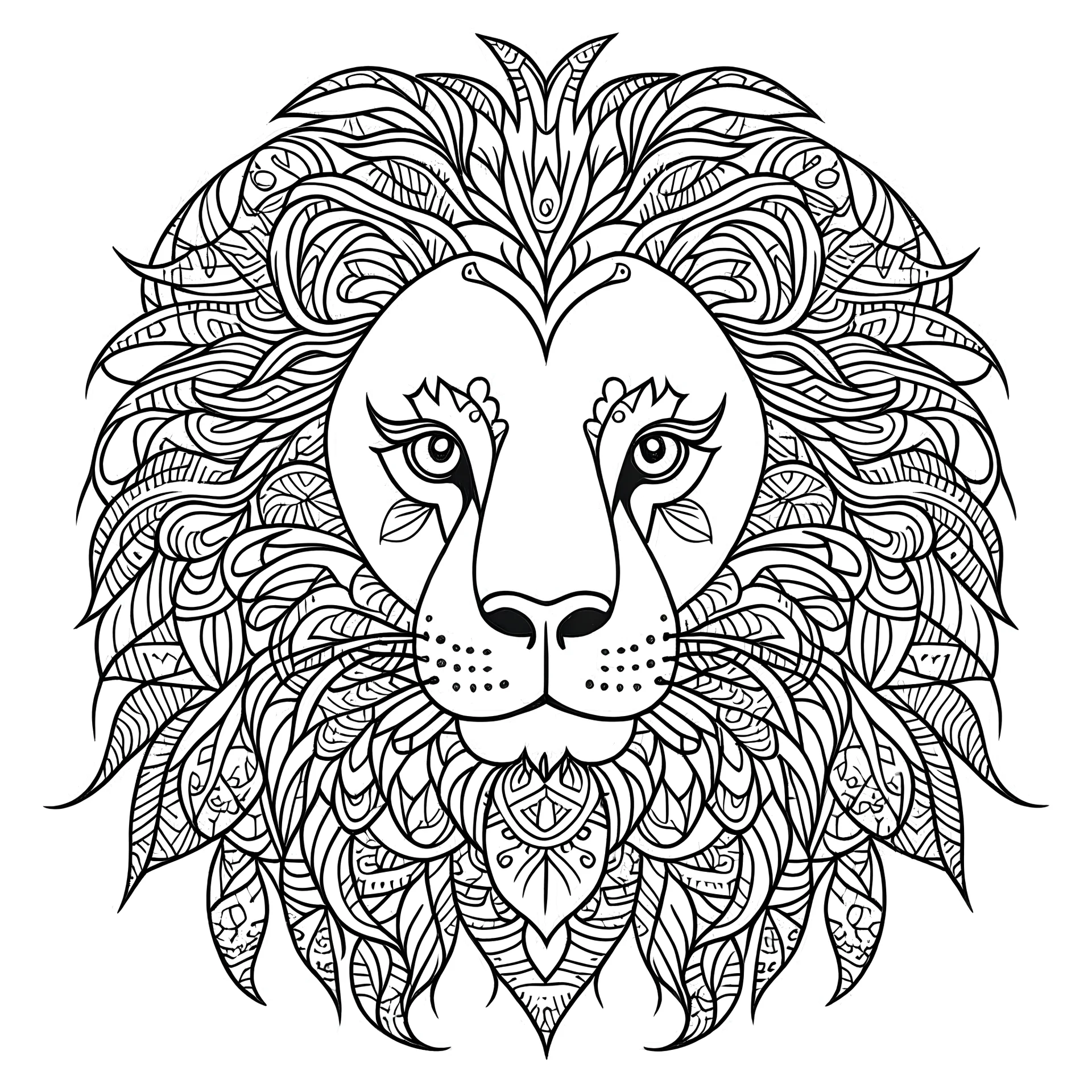 doodle style art, lion, happy, cute animals, full view, realistic, coloring page, only draw lines, coloring book, clean line art, –no sketch, color, –ar 3:4, white background, minimalistic black lines, minimal black color, low level black colors, coloring page, avoid thick black colors, thin black line art, avoid colors, perfect shape, perfect clear lines,