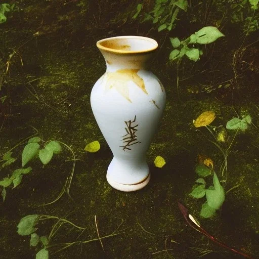 photo of a small cracked ceramic vase repaired with gold, kintsugi, garden setting, beautiful landscape photography, beautiful, vines and leaves, delicate, cinematic, high detail, beautiful composition, delicate arrangement, aesthetic, soft lighting, award winning photography, tender