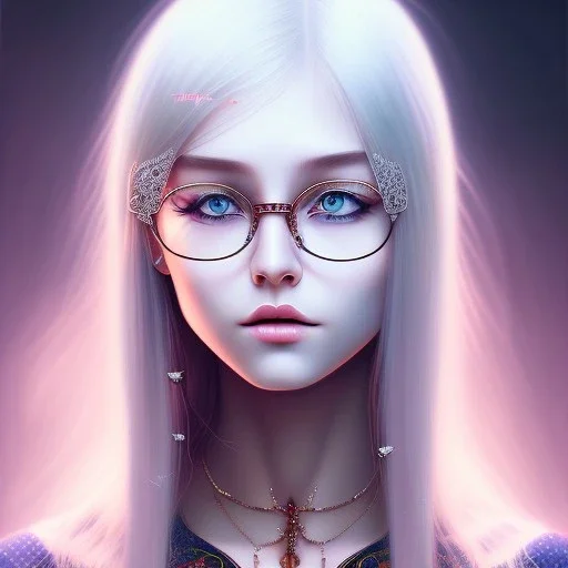 glasses, girl, emotionless face, long white hair, full body, realistic painting, tattoo, intricate detail Mejorar PRO three Girl, short hair, glasses, sueter, darkblue tones,