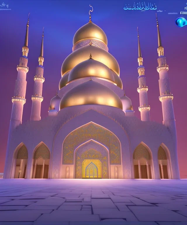 Islamic mosque app layout, magnificent, majestic, Realistic photography, incredibly detailed, ultra high resolution, 8k, complex 3d render, cinema 4d.