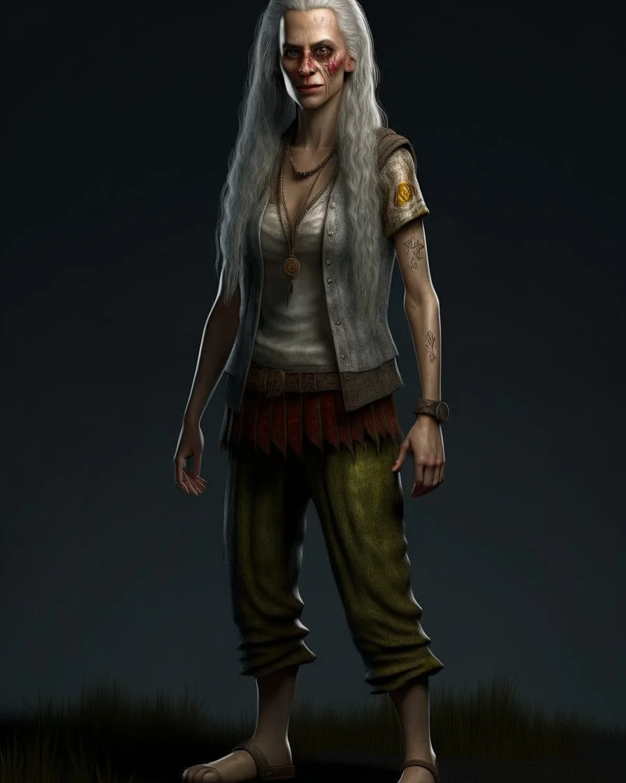 full body picture of a old long haired and long bearded hill billy female zombie farmer , award winning hyperrealistic, , 3d statue!!!, , 3 d artist, hill billy!! trailer trash !!, award winning 3d render, digital artist, award winning digital art, profile picture 2048px, hyperrealistic picture