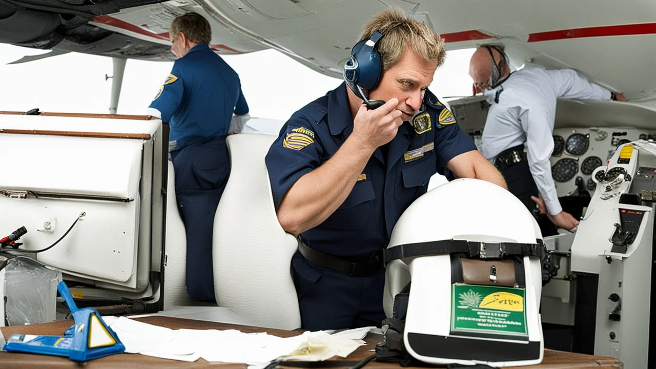 drunk pilot sanding on a box being breathalyzed