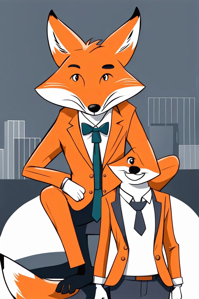 Fox character dressed in suits