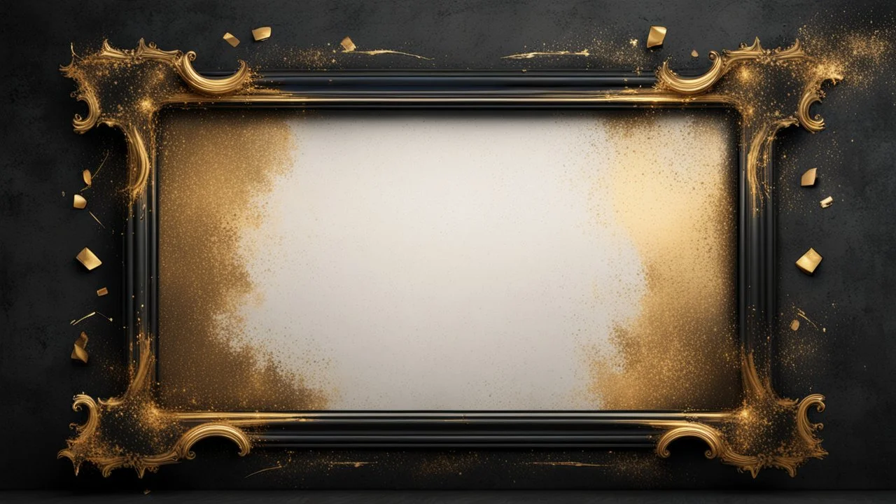 Hyper Realistic Black, & Golden Grungy-Thick-Frame-Background