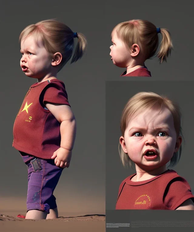 Penny Hofstadter toddler, full body, dramatic lighting, angry, hyper realistic