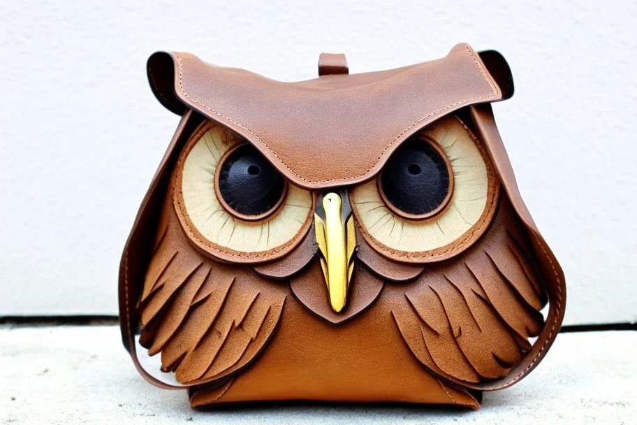 Owl shaped leather bag with handles