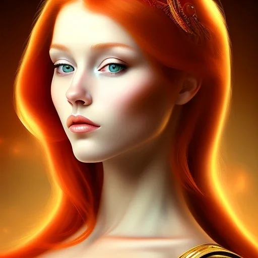 portrait of a beautiful redhead busty woman Michelangelo style