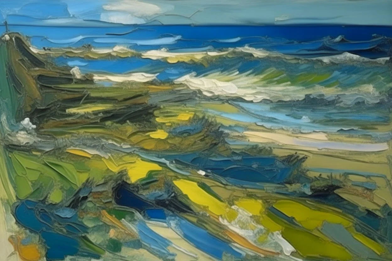 Frank Auerbach painting of a seascape