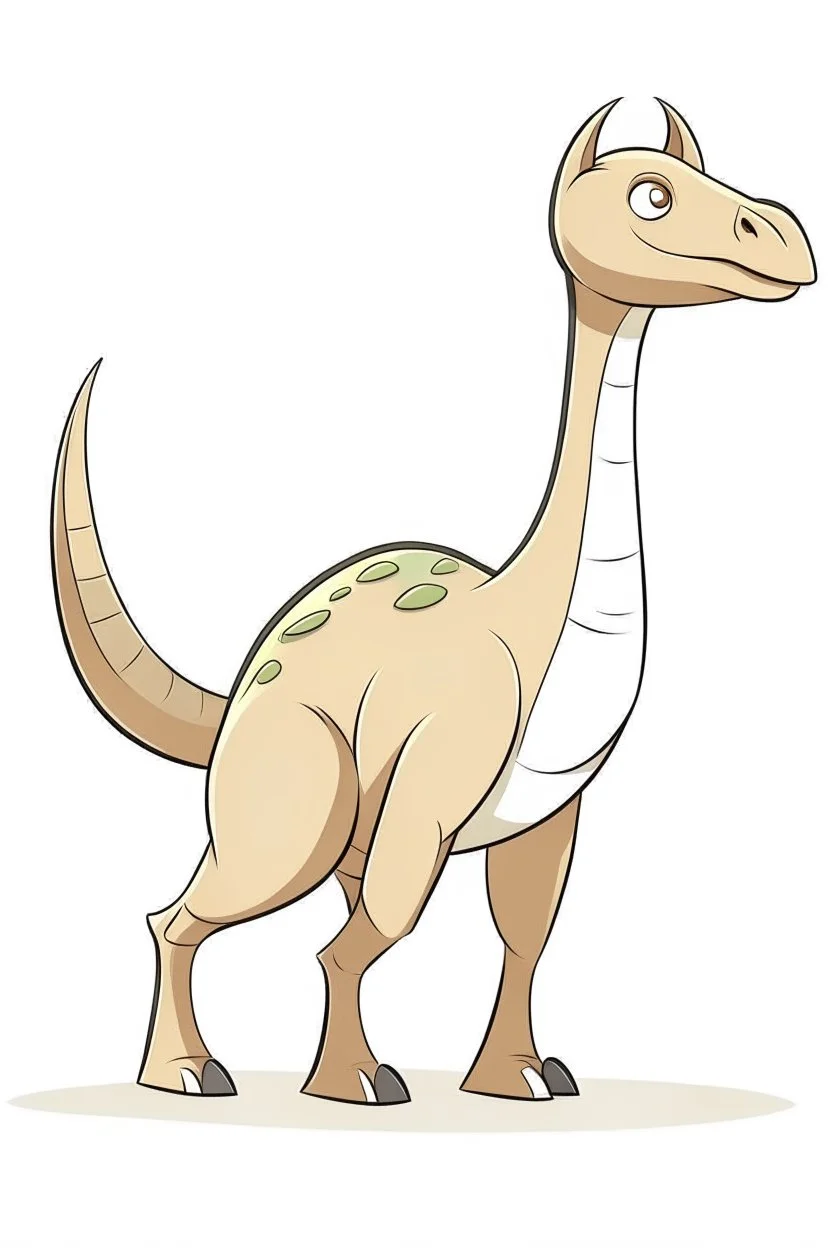 cute Parasaurolophus dinosaur, cartoon style, in its natural habitat, full body, defined lines, no shadows, white, light background, minimalist style, well outlined with uniform and regular lines