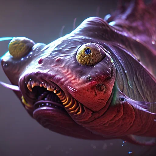 fluid ink angler fish creature, unreal engine 5, 8k resolution, photorealistic, ultra detailed